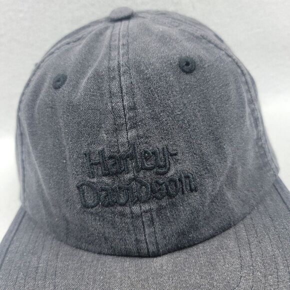 Harley-Davidson Snapback Hat Men's One Size Black Staple Denim Low Profile Biker - Picture 2 of 9